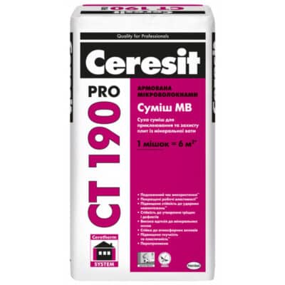 CT 190 pro/27 кг Суміш МВ для кріплення і захисту плит з мінеральної вати